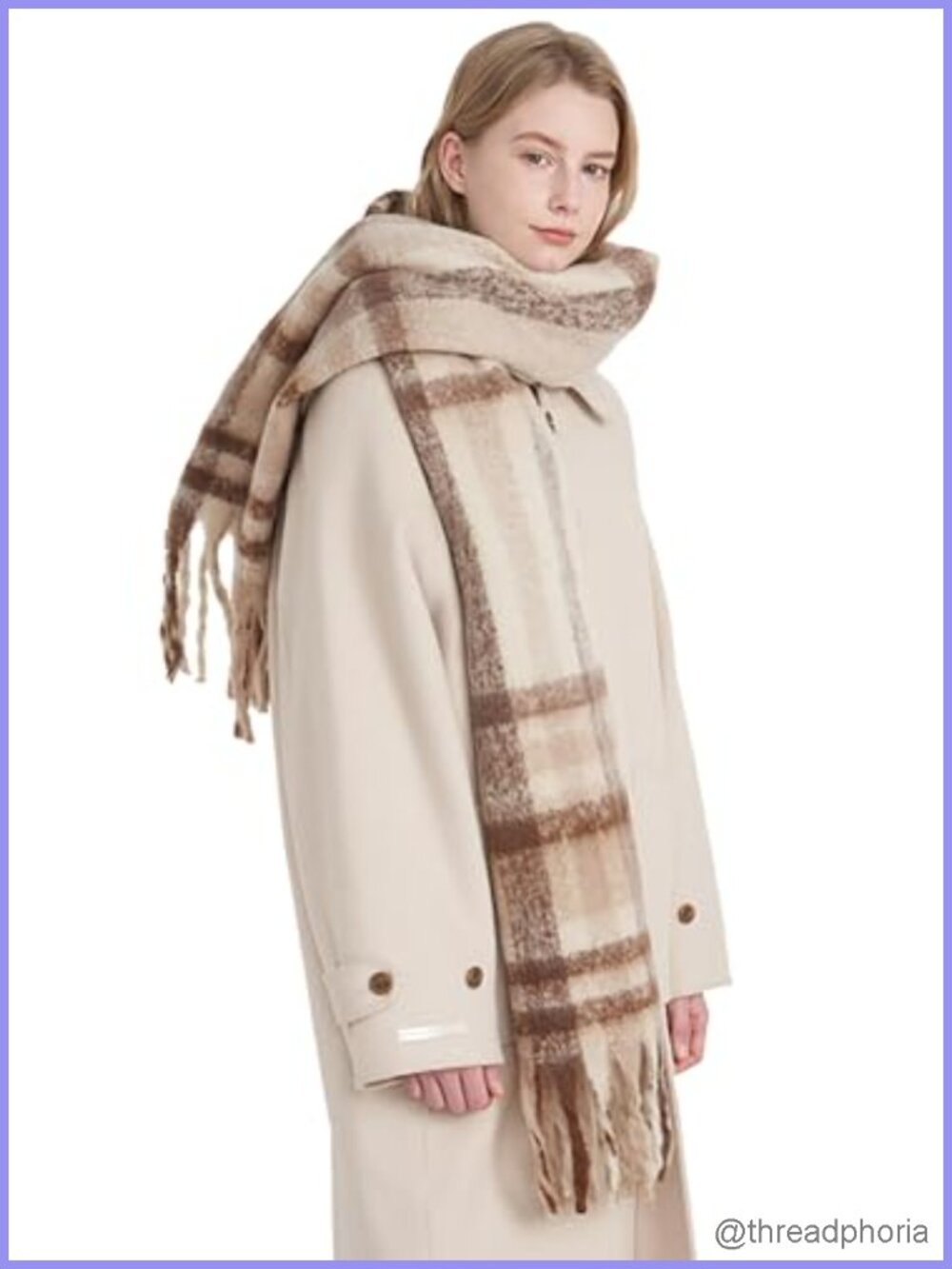 Women's Cashmere Feel Plaid Fringe Scarf Shawl Wrap Pashmina